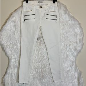 Zara White Zip Pockets Jeans